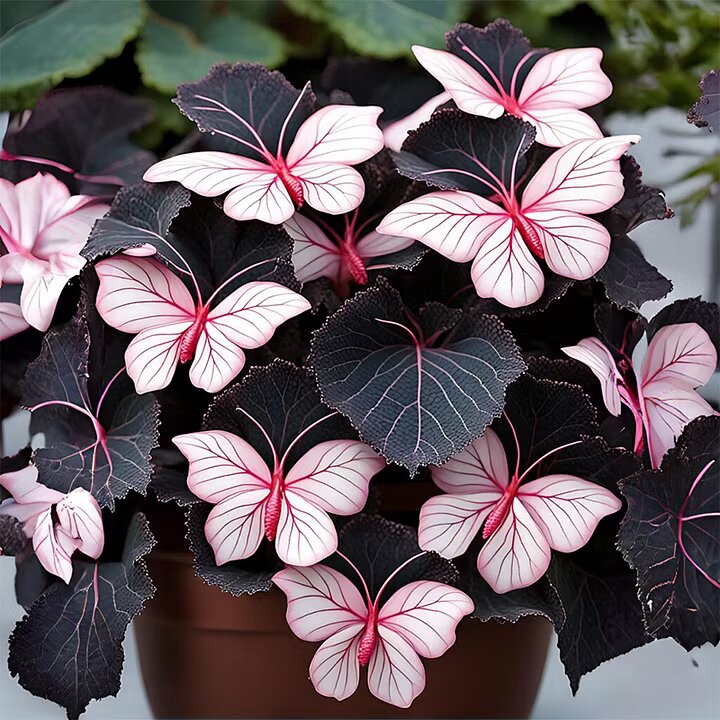 Grow Charming Pink &amp; White Begonia Blooms with Butterfly-Like Beauty