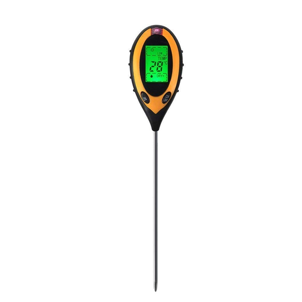 4-in-1 Soil Moisture & pH Meter – Digital Tester with Sunlight, Temp & LCD Display for Garden & Plants