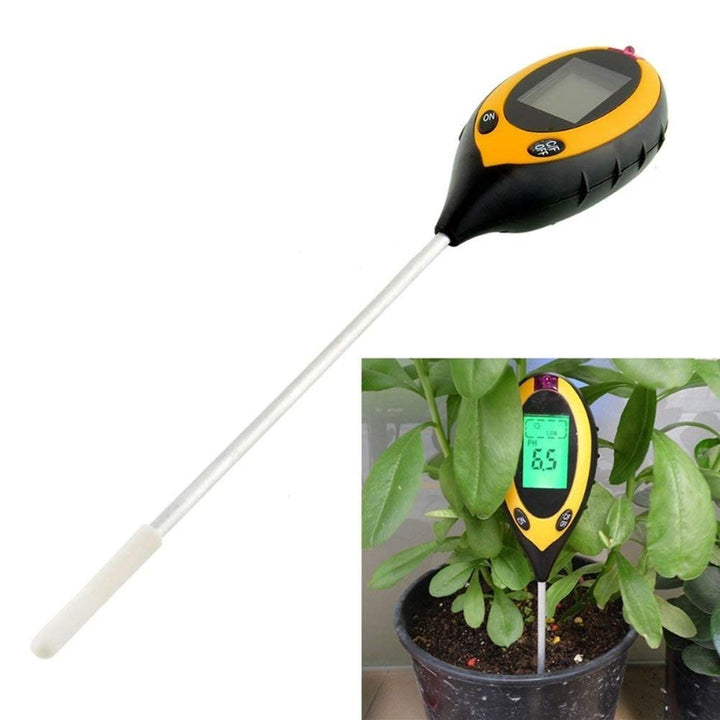 4-in-1 Soil Moisture & pH Meter – Digital Tester with Sunlight, Temp & LCD Display for Garden & Plants