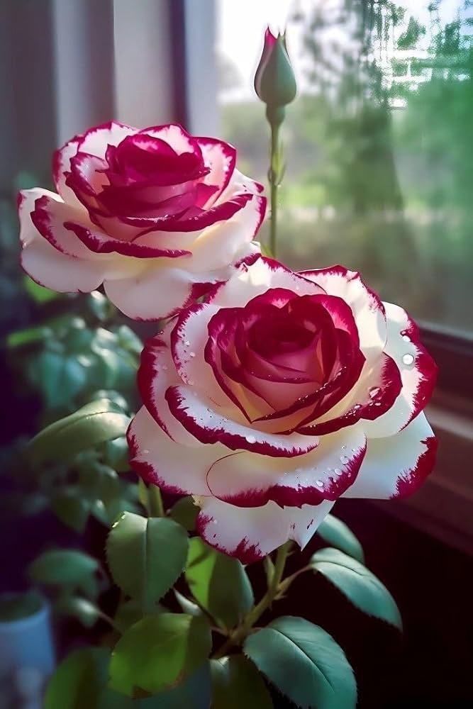 White Maroon Rose Flower Seeds for Planting – Premium Heirloom, Non-GMO, High Germination Seeds