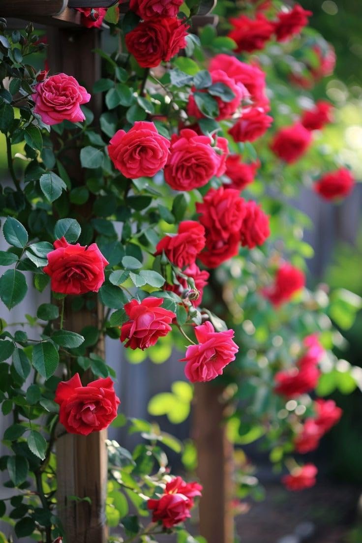 Red Climbing Rose Flower Seeds – Wildflower Mix, Heirloom, Non-GMO, High Germination Organic Garden Seeds for Planting