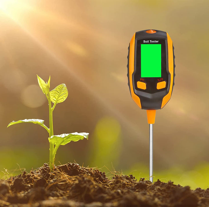 Digital 4-in-1 Soil Test Meter – Moisture, pH, Temp & Sunlight Sensor for Garden & Farm use