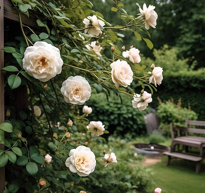 Cream Climbing Perennial Rose Flower Seeds for Planting – Heirloom, Non-GMO, Cut Flower Favorite Organic Garden Seeds