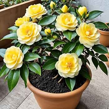 Yellow Camellia Flower Seeds for Planting – Heirloom, Non-GMO, High Germination Organic Garden Seeds