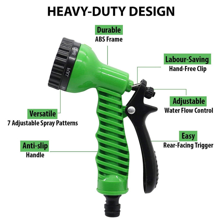 7-Pattern Garden Hose Nozzle – ABS Water Spray with Slip-Resistant Grip for Lawn, Plants & Car Wash