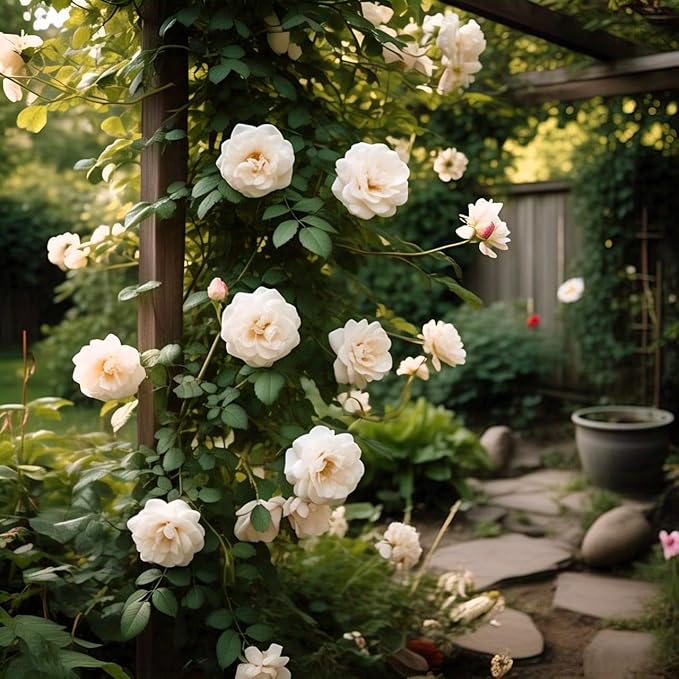 Cream Climbing Perennial Rose Flower Seeds for Planting – Heirloom, Non-GMO, Cut Flower Favorite Organic Garden Seeds