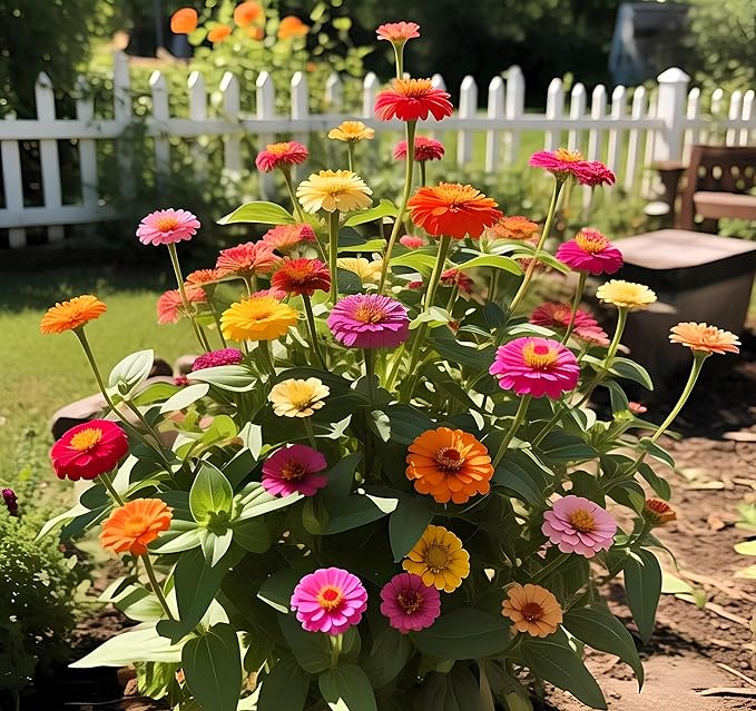 Zinnia Double Mixed Flower Seeds for Planting – Perfect for Borders, Heirloom, Non-GMO Home Garden
