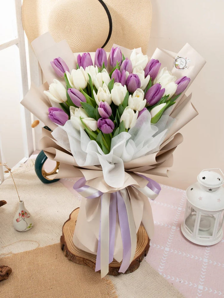 White Lavender Tulip Flower seeds for Planting – Drought Tolerant Heirloom Non-GMO Seeds for Home Garden