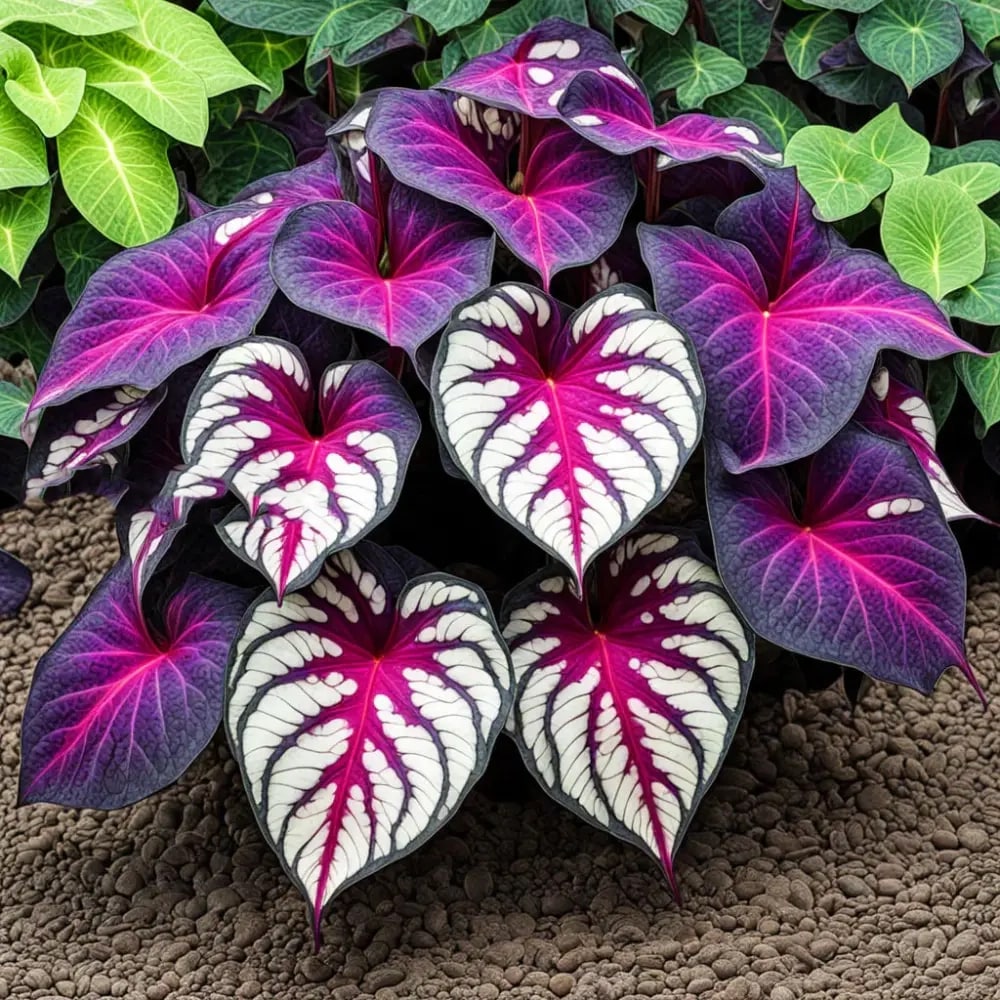 Caladium Bicolor Violet Flower Seeds for Planting – Heirloom, Non-GMO, High Germination Organic Garden Seeds